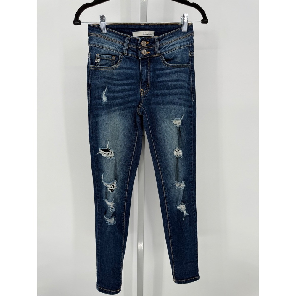 KanCan Jeans Womens W3 Distressed Skinny‎ High Rise Denim Pants